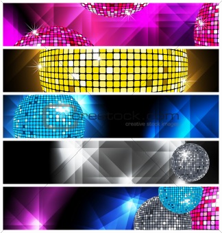 Disco and Nightclub/  set of 5 banners / vector eps10