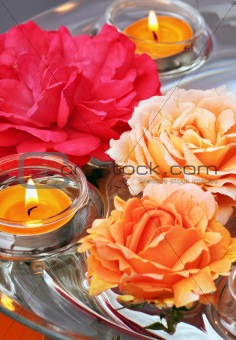 Floating roses and candles