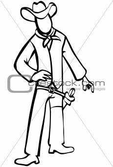 Simplified cowboy illustration in black and white