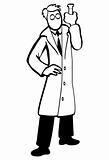 Simplified doctor illustration in black and white