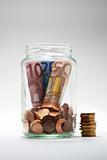 Euros in a glass jar