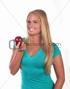 Healthy Young Woman Eating Nutritious Food