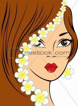 girl with white flowers