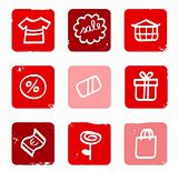 Retro Sale and shopping icons for eshop isolated on white

