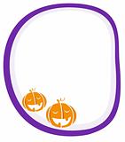 Halloween white and purple banner with Pumpkin heads


