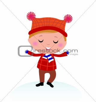 Cute little Winter Boy isolated on white


