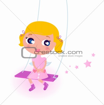 Cute little christmas Angel Girl isolated on white

