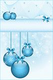 Blue christmas balls and bows