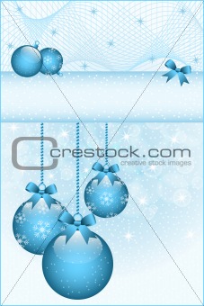 Blue christmas balls and bows