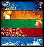 Set of five Christmas  banners / vector / colourful backgrounds