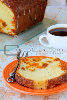 slices of cake with raisins arranged on a plate