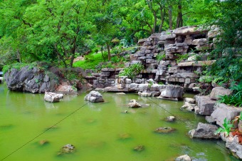 Green Japanese pond