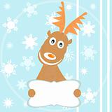 Reindeer Rudolph for merry christmas snowflake vector winter card