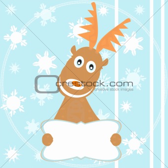Reindeer Rudolph for merry christmas snowflake vector winter card