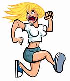 Cartoon woman running