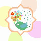vector cute bird with flowers happy birthday autumn card