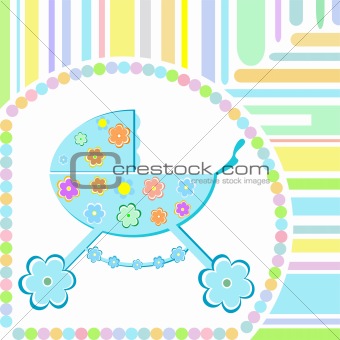 vector Baby boy arrival announcement greeting card