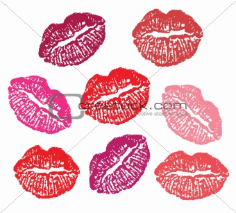 Set of lipstick marks
