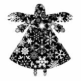 Christmas Angel Silhouette with Snowflakes Design
