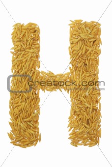 Letters isolated on white, made from grain