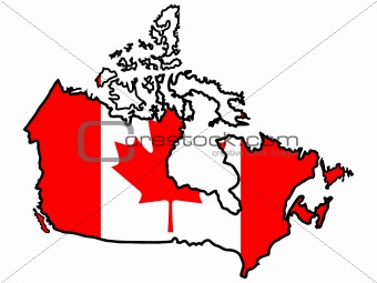 Map in colors of Canada
