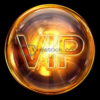 Vip icon fire, isolated on black background