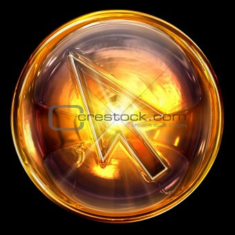cursor icon fire, isolated on black background