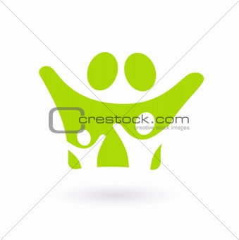Family icon or sign isolated on white ( green )


