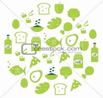Green abstract globe with food icons ( green )

