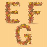 E,F,G Vector colorful font.