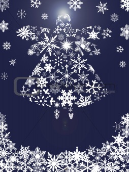 Christmas Angel Flying with Snowflakes