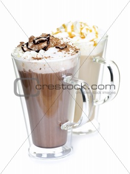Hot chocolate and coffee beverages