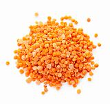 Pile of uncooked red lentils