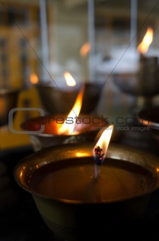 Flame on lamp light oil