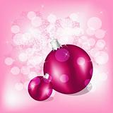 vector christmas balls on background with snowflakes and stars