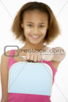 Young Girl Holding Suitcase