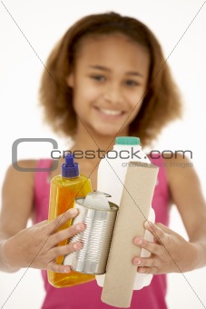 Young Girl Holding Recycling