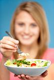 Teenage Girl Holding Bowl Of Salad