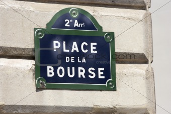 La Bourse Street Sign,Paris Stock Exchange