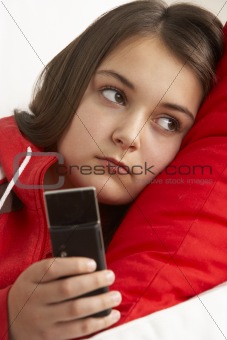 Young Girl Waiting For Phone Call