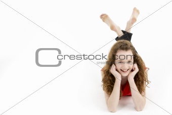 Young Girl Laying On Stomach