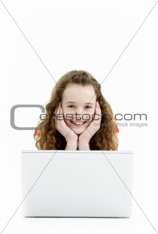 Young Girl Using Laptop Computer