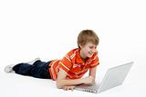 Young Boy Using Laptop Computer