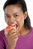 Woman Taking Bite Of Apple