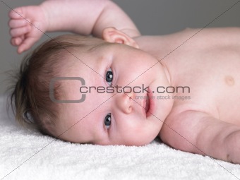 Newborn Baby Girl On Towel
