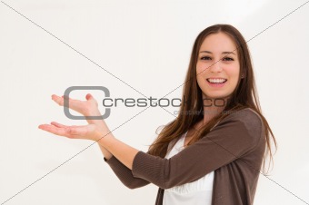 Photo of showing smiling beautiful happy woman