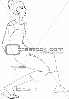 sketch of a girl in a swimsuit at the beach