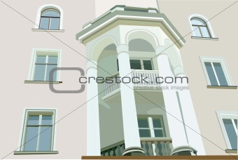 image facade of house with white columns