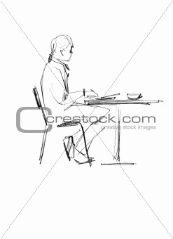 image of fellow sitting on a chair at the table