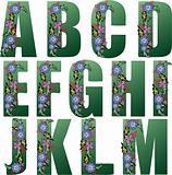 Green Alphabet with flowers